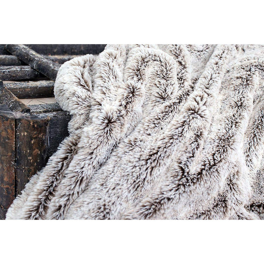 Gray Faux Fur Ombre Plush Throw-4