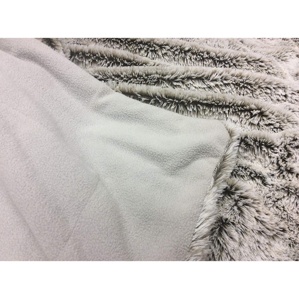 Gray Faux Fur Ombre Plush Throw-1