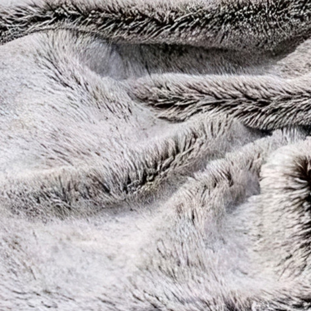 Gray Faux Fur Ombre Plush Throw-5